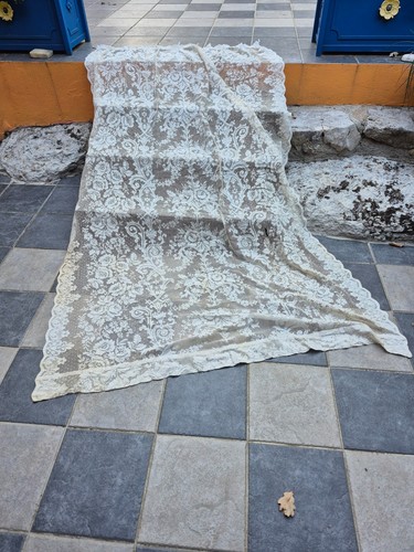 Grand rideau dentelle ancien - grand,