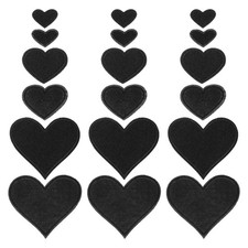 Heart Shaped Iron on Embroidered Patch Appliques Black 2.5/4/7x2/3.5/6.8cm