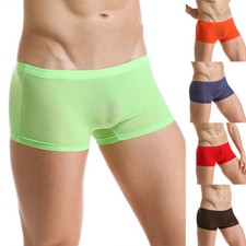 Slip En Soie Glacée Pour Hommes Sous-Vêtements Sexy Boxer Short Avec Poche  /