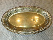 Ancien Plateau Pour BURETTES/laiton Ou Cuivre/28,5x17x2cm/XIXème/190gr/gothique