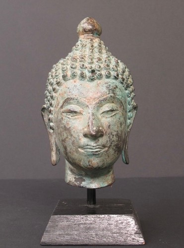 Tête bouddha bronze - en,