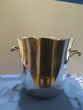 old CHAMPAGNE BUCKET signed ERCUIS HANDLES SHELL silver metal