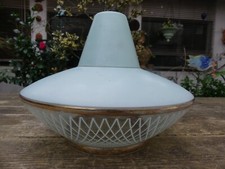 Vintage Pendant White Opaline Chandelier 1960/70 Geometric Saucer Decor