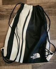North Face Bag String Tote Sack Black White Stripe Logo