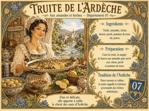 Affiche recette truite - recette, de