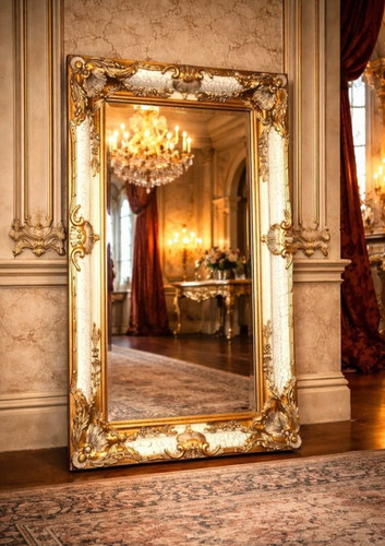 Grand imposant miroir blanc - grand,