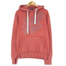 Hoodie Vintage SuperDry Pour Hommes Dégradé Rouge Jo1 Taille S