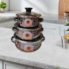 Lot de 3 marmites en émail