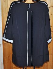 Tunique crêpe satiné noir bandes blanches blancheporte t 48 neuve