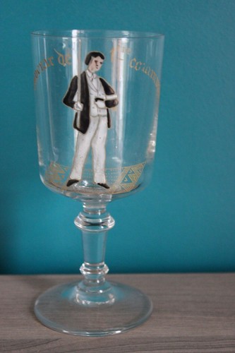 Verre ancien emaillé souvenir - verre,
