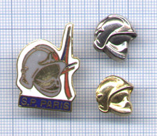 Lot of 3 Pin's Firefighters / Paris Brigade BSPP / Embossed Helmets
