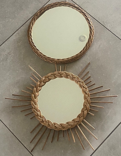 Miroirs rotin vintage 70th - vintage,