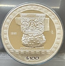 1992 Mexico Proof 100 Pesos Brasero Efigie - 1 oz 999 Silver [1666]