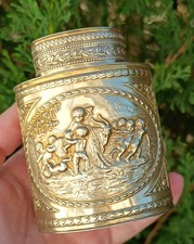 boîte à thé argent Neumann Hanau putti rococo antique silver tea caddy box case