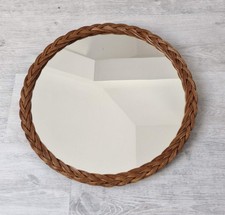 Miroir rond vintage en osier