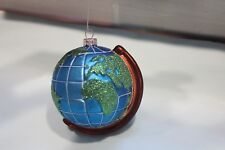 LRG  WORLD PLANET EARTH GLOBE EUROPEAN BLOWN GLASS CHRISTMAS TREE ORNAMENT