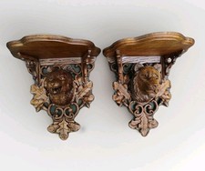 Beautiful Pairs of CONSOLES/SHELF Black Forest Carved Wood 19th Century.