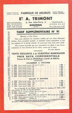 MONTREUIL (93) FURNITURE FACTORY "A. TRIMONT " TARIFF