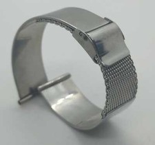 VINTAGE RIGID STAINLESS STEEL BRACELET WITH MESH FINISH mm17 N.O.S. CLASP mm14