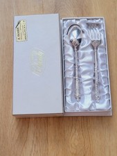 Antique SFAM silver metal spoon and fork cutlery set children