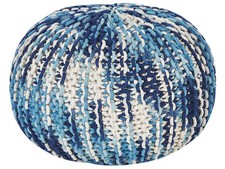 Pouf Blanc et Bleu en Coton 50