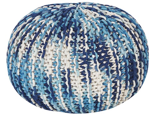 Pouf blanc bleu - bleu, coton