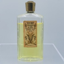 Vintage Coty Muguet des Bois Toilet Water Perfume Bottle Gold Lid Floral Vanity