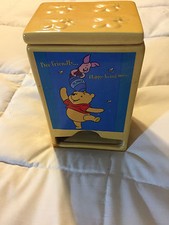 DISNEY WINNIE THE POOH & PIGLET FINE CHINA TISSUE Tea Bag DISPENSER HOLDER BOX
