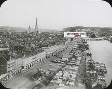 Port of Rouen, boats, photo glass plate, black & white, positive 8.5x10 cm