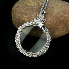 Jewelry Necklace Magnifying Glass 5X Glass Lens Pendant Necklace Sweater Chain