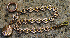 ANTIQUE GOLD PLATED WATCH CHAIN VEST LINKS FLOWER OF LYS & PAMPILLE