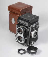ROLLEIFLEX 3.5T W 75MM TESSAR HOOD FLTR HOLDR CASE VERY CLEAN SHUTTER NEEDS WORK