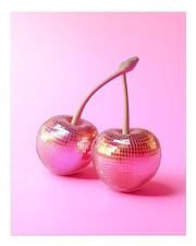 Affiche boule disco cerise