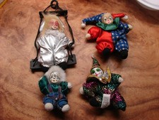 Vintage 4" Mini Porcelain Jester Harlequin Clowns-Set of 4