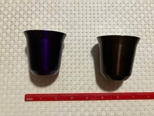2 VINTAGE DESIGN NESPRESSO COFFEE CUPS  METALLIC STAINLESS STEEL
