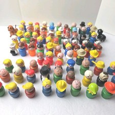Vintage Fisher Price Little People Wood & Plastic Figures HUGE Lot Of 85 Pieces