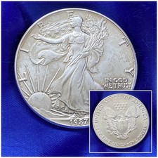 Pièce argent pur 1987 American USA LIBERTY SILVER EAGLE coin  999 + Sacoche