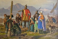 oil painting handpainted on canvas "Ingolf takes possession of Iceland "