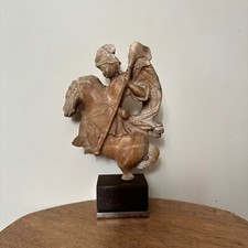 Alabaster Sculpture Saint George Slaying the Dragon 17th Century M3493