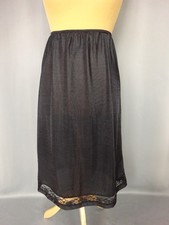 Vintage Nylon Satin Lace Chaise Longue Skirt Size L US12 UK16 EU42