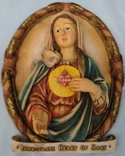 Vintage 3-D Mother Mary Resin/Polyurethane Wall Plaque. 