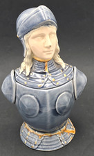 RARE  POT A TABAC JEANNE D'ARC EN MAJOLIQUE SARREGUEMINES