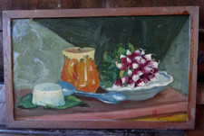 huile ancienne nature morte  signé début 20°