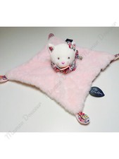 Doudou Plat/Mouchoir Carré Chat Blanc Rose Fleur Boule Coeur Doudou Et Compagnie