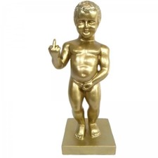 Statue Manneken-Pis en résine doré doigt d'honneur 35 cm