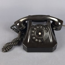 Téléphone Fixe Vintage Bakélite Noire Rotatif Italie De Collection Années '40