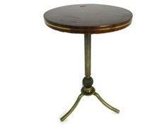 Vintage Side Coffee Wine Table  Funky  Formica Round Retro Brass Tripod Legs