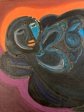 Belle peinture Huile Sur Toile Femme 1950 art Ancien Signé XXe Maternité Nu Nue