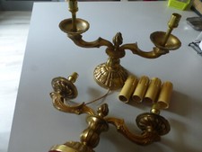 paire de bougeoir en bronze doré   feuilles d'acanthe chandelier  + 5 kg
