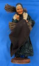 Vintage Santon de Provence France Terra Cotta Old Woman Carrying Firewood 1990